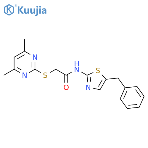 N-(5-Benzyl-1,3-thiazol-2-yl)-2-[(4,6-dimethylpyrimidin-2-yl)sulfanyl]acetamide structure