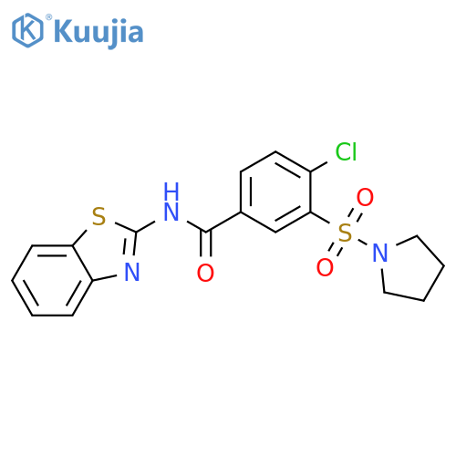 N-(1,3-benzothiazol-2-yl)-4-chloro-3-(pyrrolidine-1-sulfonyl)benzamide structure
