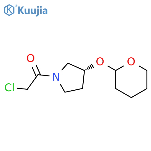 PYRROLIDINE, 1-(CHLOROACETYL)-3-[(TETRAHYDRO-2H-PYRAN-2-YL)OXY]-, (3R)- structure