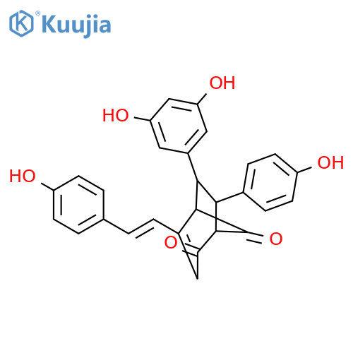 (1S,5R,6R,7R)-6-(3,5-dihydroxyphenyl)-7-(4-hydroxyphenyl)-4-[(E)-2-(4-hydroxyphenyl)ethenyl]bicyclo[3.2.1]oct-3-ene-2,8-dione structure