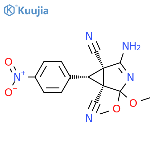 3-Azabicyclo[3.1.0]hex-2-ene-1,5-dicarbonitrile, 2-amino-4,4-dimethoxy-6-(4-nitrophenyl)-, (1R,5S,6R)-rel- structure