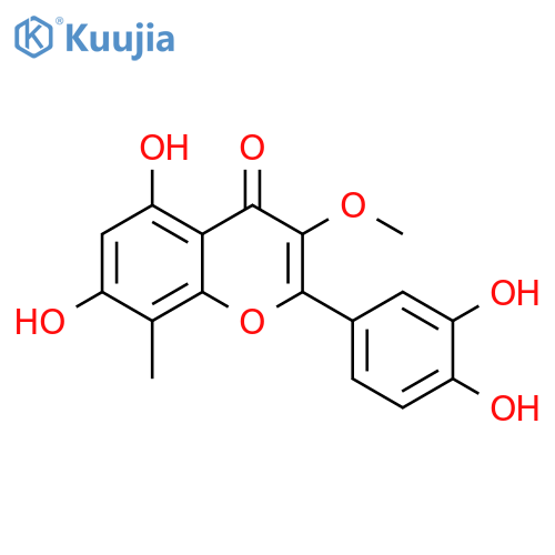 4H-1-Benzopyran-4-one, 2-(3,4-dihydroxyphenyl)-5,7-dihydroxy-3-methoxy-8-methyl- structure