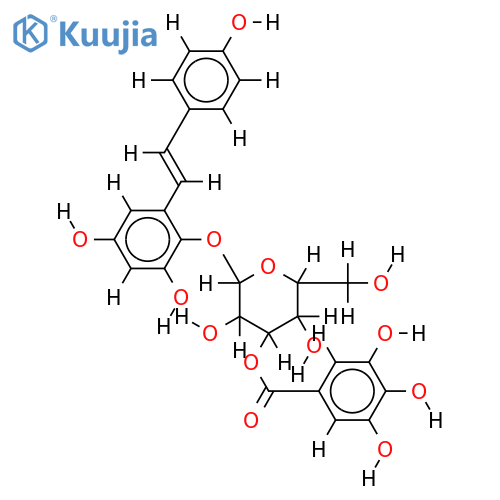 (E)-2,3,5,4'-tetrahydroxystilbene-2-O-(3-O-galloyl-beta-D-glucopyranoside) structure