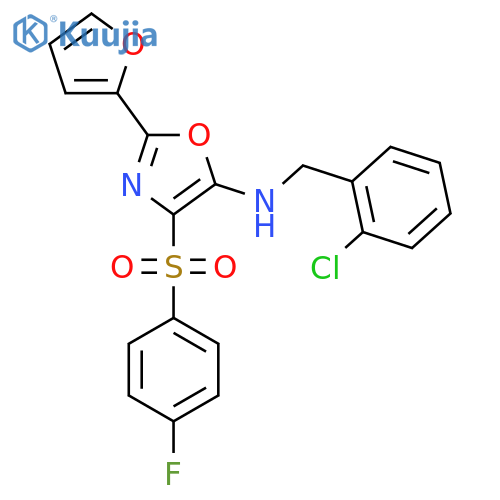 N-(2-chlorophenyl)methyl-4-(4-fluorobenzenesulfonyl)-2-(furan-2-yl)-1,3-oxazol-5-amine structure