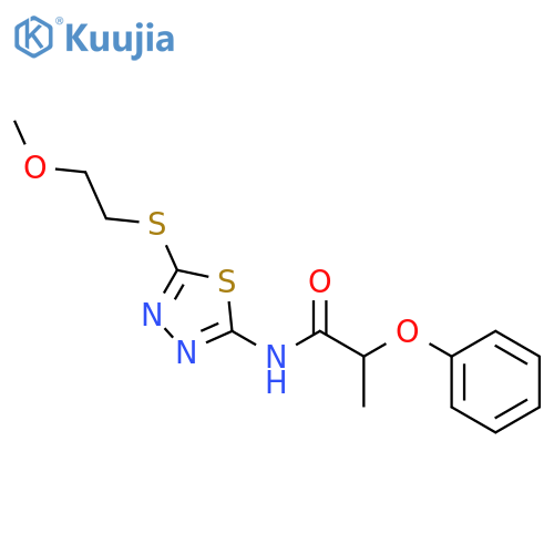 <br>N-[5-(2-Methoxy-ethylsulfanyl)-[1,3,4]thiadiazol-2-yl]-2-phenoxy-propionami de structure