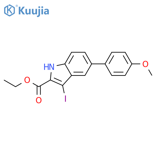 1H-Indole-2-carboxylic acid, 3-iodo-5-(4-methoxyphenyl)-, ethyl ester structure