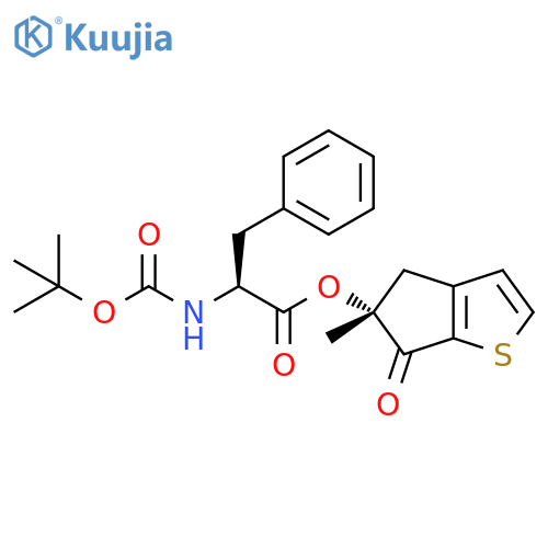L-Phenylalanine, N-[(1,1-dimethylethoxy)carbonyl]-, (5R)-5,6-dihydro-5-methyl-6-oxo-4H-cyclopenta[b]thien-5-yl ester (9CI) structure
