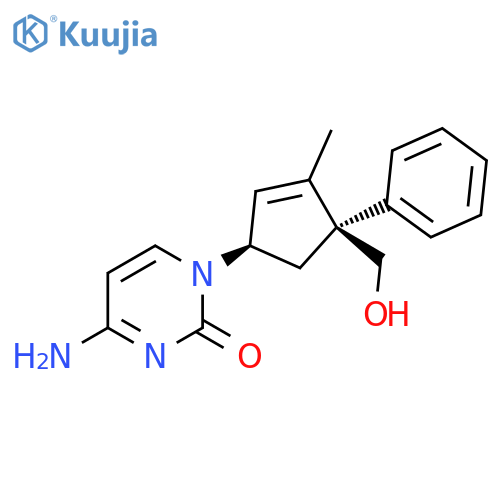 2(1H)-Pyrimidinone, 4-amino-1-[(1R,4S)-4-(hydroxymethyl)-3-methyl-4-phenyl-2-cyclopenten-1-yl]- structure