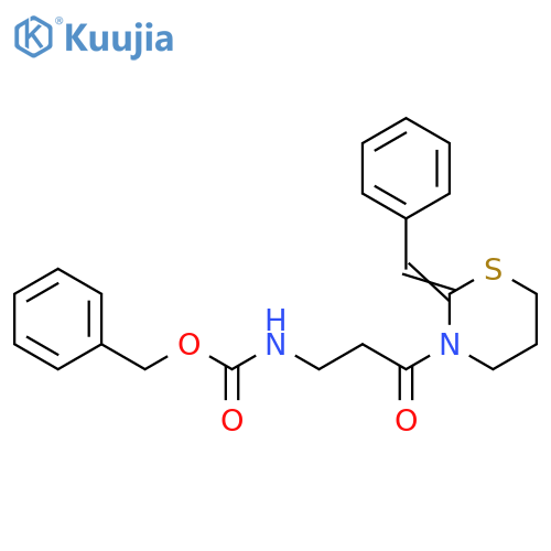 Carbamic acid,[3-[dihydro-2-(phenylmethylene)-2H-1,3-thiazin-3(4H)-yl]-3-oxopropyl]-,phenylmethyl ester structure