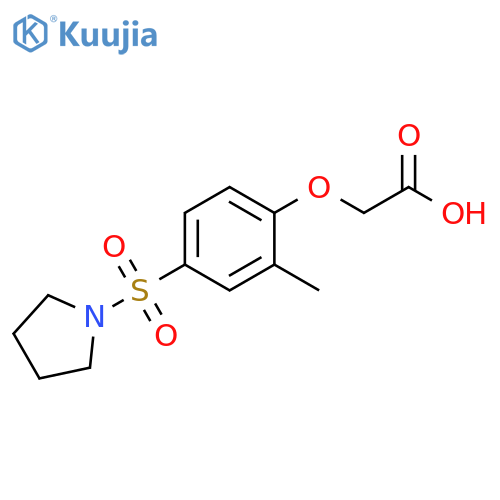[2-methyl-4-(pyrrolidin-1-ylsulfonyl)phenoxy]acetic acid structure