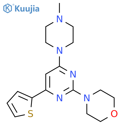 Morpholine, 4-[4-(4-methyl-1-piperazinyl)-6-(2-thienyl)-2-pyrimidinyl]- structure