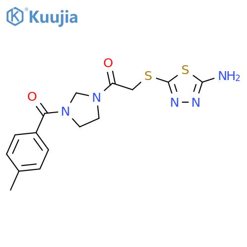<br>5-({2-[3-(4-methylbenzoyl)imidazolidin-1-yl]-2-oxoethyl}thio)-1,3,4-thiadia zol-2-amine structure