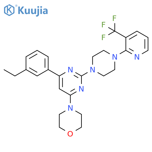 Morpholine, 4-[6-(3-ethylphenyl)-2-[4-[3-(trifluoromethyl)-2-pyridinyl]-1-piperazinyl]-4-pyrimidinyl]- structure