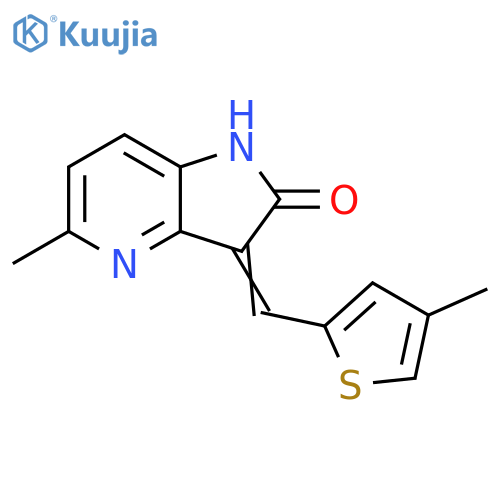 2H-Pyrrolo[3,2-b]pyridin-2-one,1,3-dihydro-5-methyl-3-[(4-methyl-2-thienyl)methylene]- structure