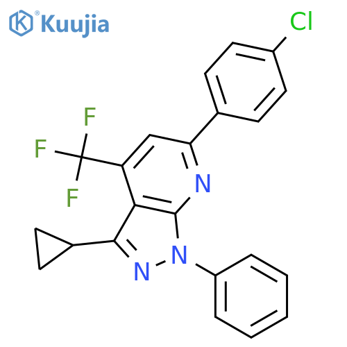 <br>6-(4-Chloro-phenyl)-3-cyclopropyl-1-phenyl-4-trifluoromethyl-1H-pyrazolo[3, 4-b]pyridine structure
