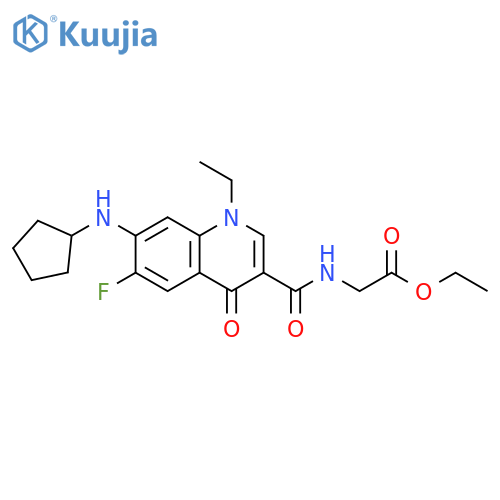 Glycine,N-[[7-(cyclopentylamino)-1-ethyl-6-fluoro-1,4-dihydro-4-oxo-3-quinolinyl]carbonyl]-, ethyl ester structure