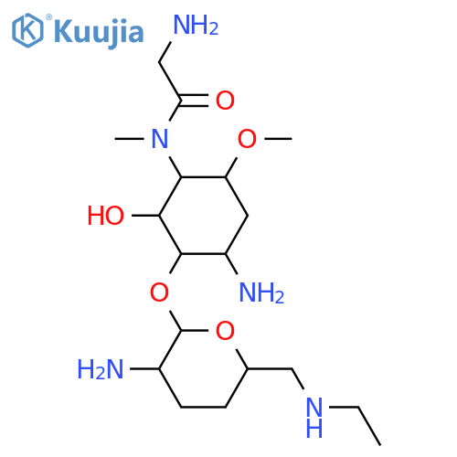 4-Amino-1-[(aminoacetyl)methylamino]-3-O-[2-amino-2,3,4,6-tetradeoxy-6-(ethylamino)-α-D-erythro-hexopyranosyl]-1,4,5-trideoxy-6-O-methyl-L-chiro-inositol structure