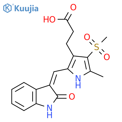 1H-Pyrrole-3-propanoic acid,2-[(Z)-(1,2-dihydro-2-oxo-3H-indol-3-ylidene)methyl]-5-methyl-4-(methylsulfonyl)- structure
