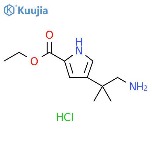 1H-Pyrrole-2-carboxylic acid, 4-(2-amino-1,1-dimethylethyl)-, ethylester, hydrochloride structure