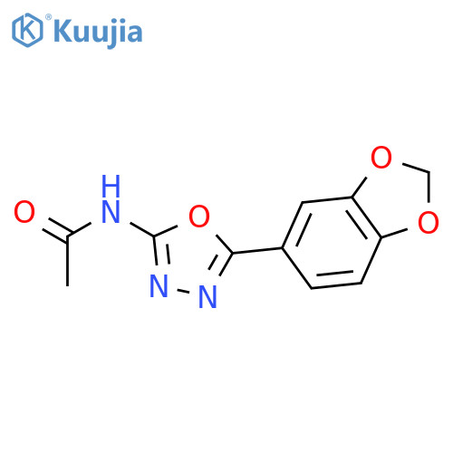 N-5-(2H-1,3-benzodioxol-5-yl)-1,3,4-oxadiazol-2-ylacetamide structure