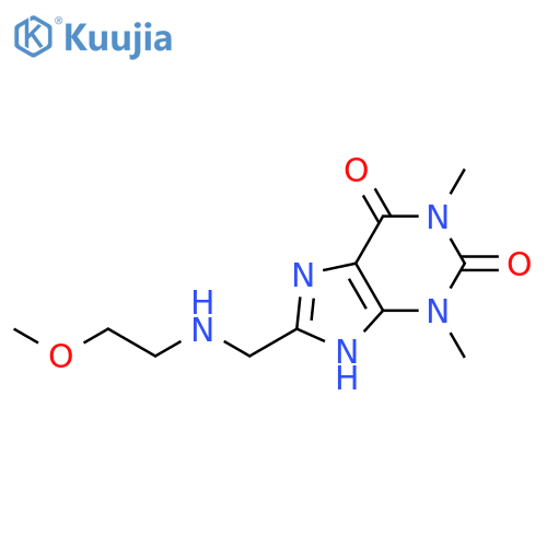 8-[(2-Methoxy-ethylamino)-methyl]-1,3-dimethyl-3,7-dihydro-purine-2,6-dione structure