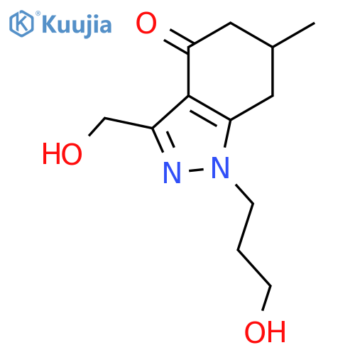 3-(hydroxymethyl)-1-(3-hydroxypropyl)-6-methyl-6,7-dihydro-5H-indazol-4-one structure