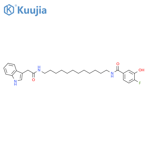 1H-Indole-3-acetamide,N-[12-[(4-fluoro-3-hydroxybenzoyl)amino]dodecyl]- structure