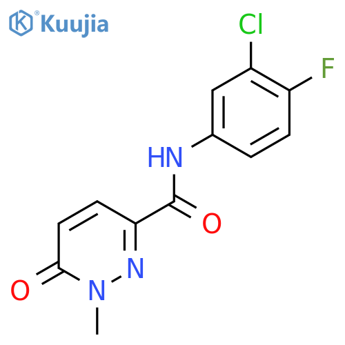 N-(3-chloro-4-fluorophenyl)-1-methyl-6-oxo-1,6-dihydropyridazine-3-carboxamide structure