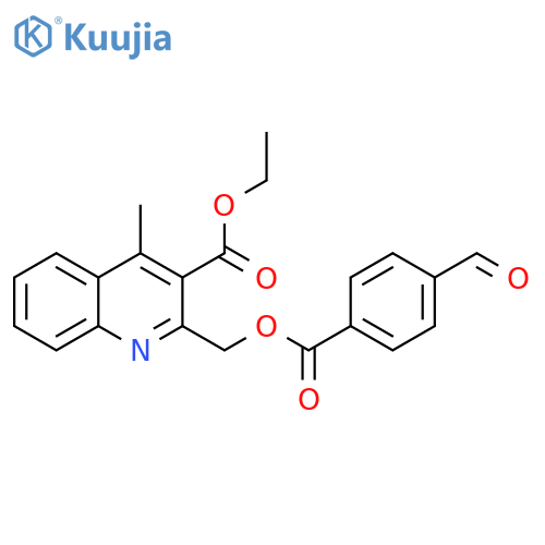 Ethyl 2-[[(4-formylbenzoyl)oxy]methyl]-4-methyl-3-quinolinecarboxylate structure