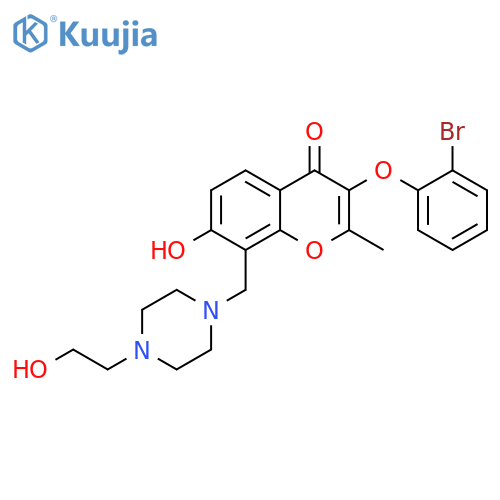 3-(2-bromophenoxy)-7-hydroxy-8-{[4-(2-hydroxyethyl)piperazin-1-yl]methyl}-2-methyl-4H-chromen-4-one structure