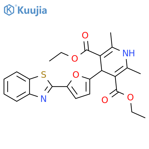 3,5-diethyl 4-5-(1,3-benzothiazol-2-yl)furan-2-yl-2,6-dimethyl-1,4-dihydropyridine-3,5-dicarboxylate structure