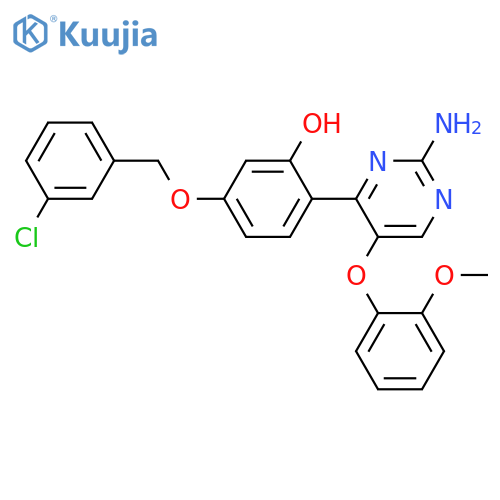 2-2-amino-5-(2-methoxyphenoxy)pyrimidin-4-yl-5-(3-chlorophenyl)methoxyphenol structure