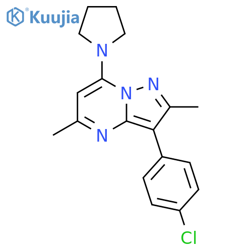 1-3-(4-chlorophenyl)-2,5-dimethylpyrazolo1,5-apyrimidin-7-ylpyrrolidine structure