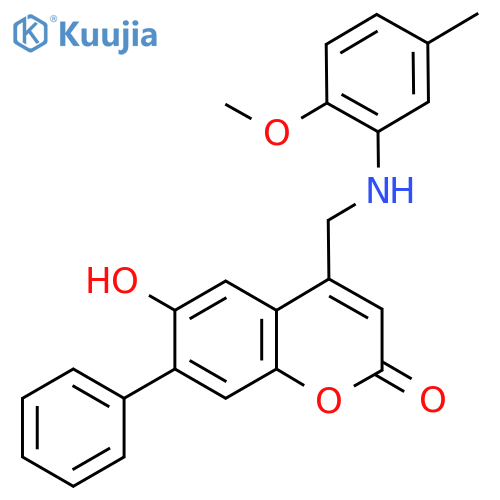 6-hydroxy-4-{[(2-methoxy-5-methylphenyl)amino]methyl}-7-phenyl-2H-chromen-2-one structure
