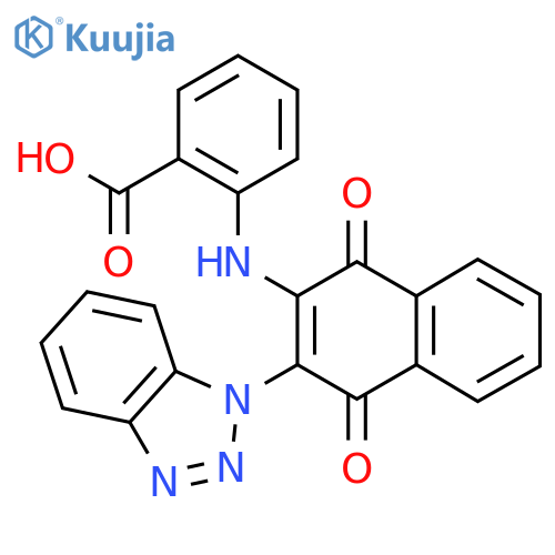 2-{3-(1H-1,2,3-benzotriazol-1-yl)-1,4-dioxo-1,4-dihydronaphthalen-2-ylamino}benzoic acid structure