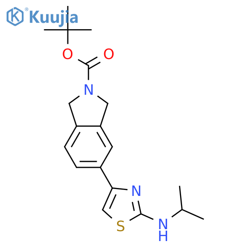 Tert-butyl 5-[2-(propan-2-ylamino)-1,3-thiazol-4-yl]-1,3-dihydroisoindole-2-carboxylate structure