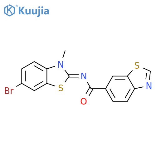 N-(2E)-6-bromo-3-methyl-2,3-dihydro-1,3-benzothiazol-2-ylidene-1,3-benzothiazole-6-carboxamide structure