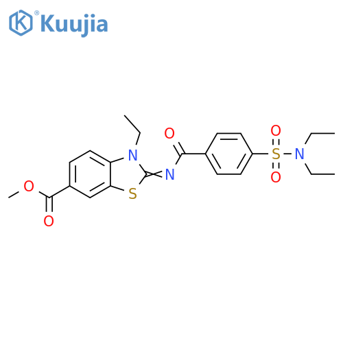 methyl (2Z)-2-{4-(diethylsulfamoyl)benzoylimino}-3-ethyl-2,3-dihydro-1,3-benzothiazole-6-carboxylate structure