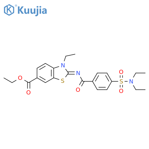 ethyl (2Z)-2-{4-(diethylsulfamoyl)benzoylimino}-3-ethyl-2,3-dihydro-1,3-benzothiazole-6-carboxylate structure