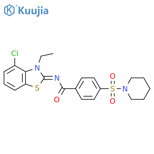 N-(2Z)-4-chloro-3-ethyl-2,3-dihydro-1,3-benzothiazol-2-ylidene-4-(piperidine-1-sulfonyl)benzamide structure