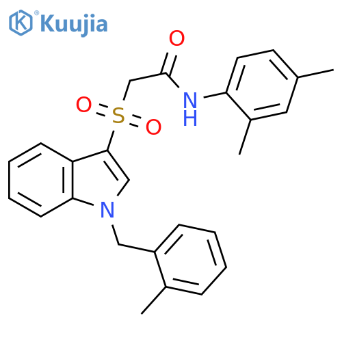 N-(2,4-dimethylphenyl)-2-({1-(2-methylphenyl)methyl-1H-indol-3-yl}sulfonyl)acetamide structure