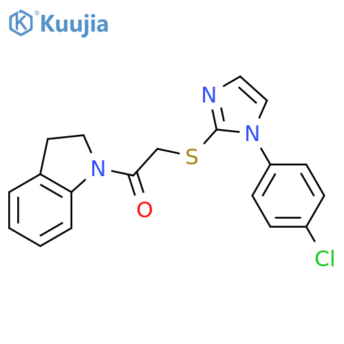 2-{1-(4-chlorophenyl)-1H-imidazol-2-ylsulfanyl}-1-(2,3-dihydro-1H-indol-1-yl)ethan-1-one structure