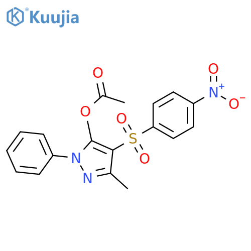 3-methyl-4-(4-nitrobenzenesulfonyl)-1-phenyl-1H-pyrazol-5-yl acetate structure