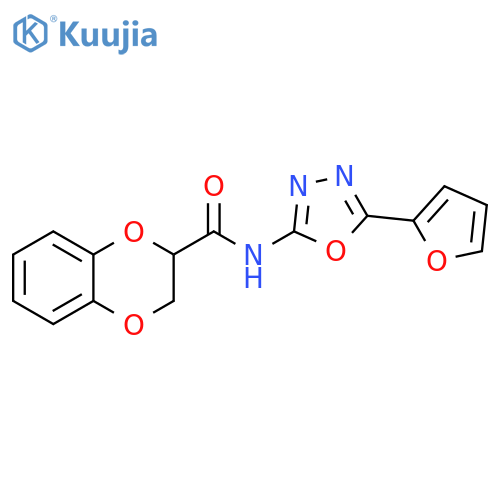 N-5-(furan-2-yl)-1,3,4-oxadiazol-2-yl-2,3-dihydro-1,4-benzodioxine-2-carboxamide structure