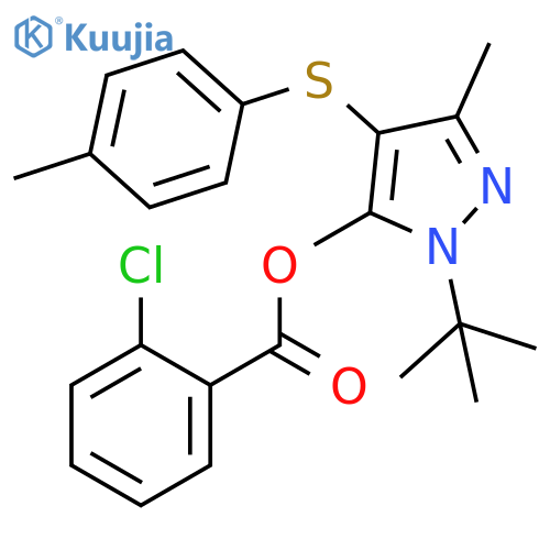 1-tert-butyl-3-methyl-4-(4-methylphenyl)sulfanyl-1H-pyrazol-5-yl 2-chlorobenzoate structure