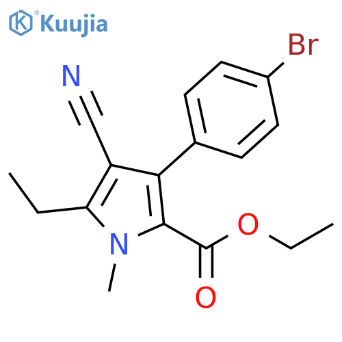 1H-Pyrrole-2-carboxylicacid, 3-(4-bromophenyl)-4-cyano-5-ethyl-1-methyl-, ethyl ester structure