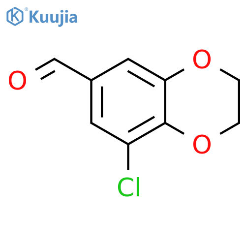 8-chloro-2,3-dihydro-1,4-benzodioxine-6-carbaldehyde structure