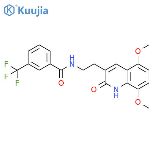 N-2-(5,8-dimethoxy-2-oxo-1,2-dihydroquinolin-3-yl)ethyl-3-(trifluoromethyl)benzamide structure