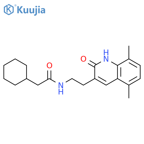 2-cyclohexyl-N-2-(5,8-dimethyl-2-oxo-1,2-dihydroquinolin-3-yl)ethylacetamide structure