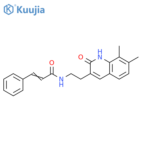 (2Z)-N-2-(7,8-dimethyl-2-oxo-1,2-dihydroquinolin-3-yl)ethyl-3-phenylprop-2-enamide structure